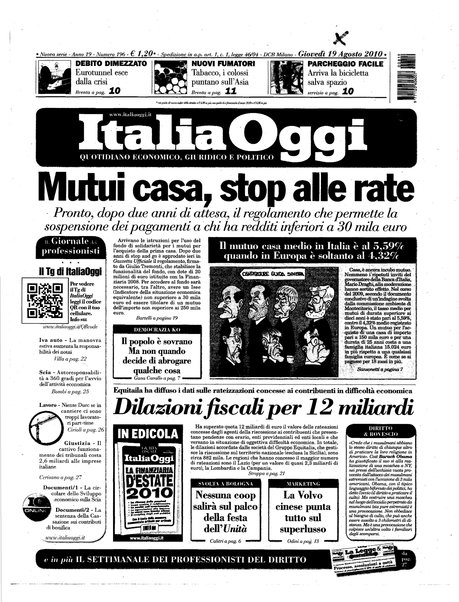 Italia oggi : quotidiano di economia finanza e politica